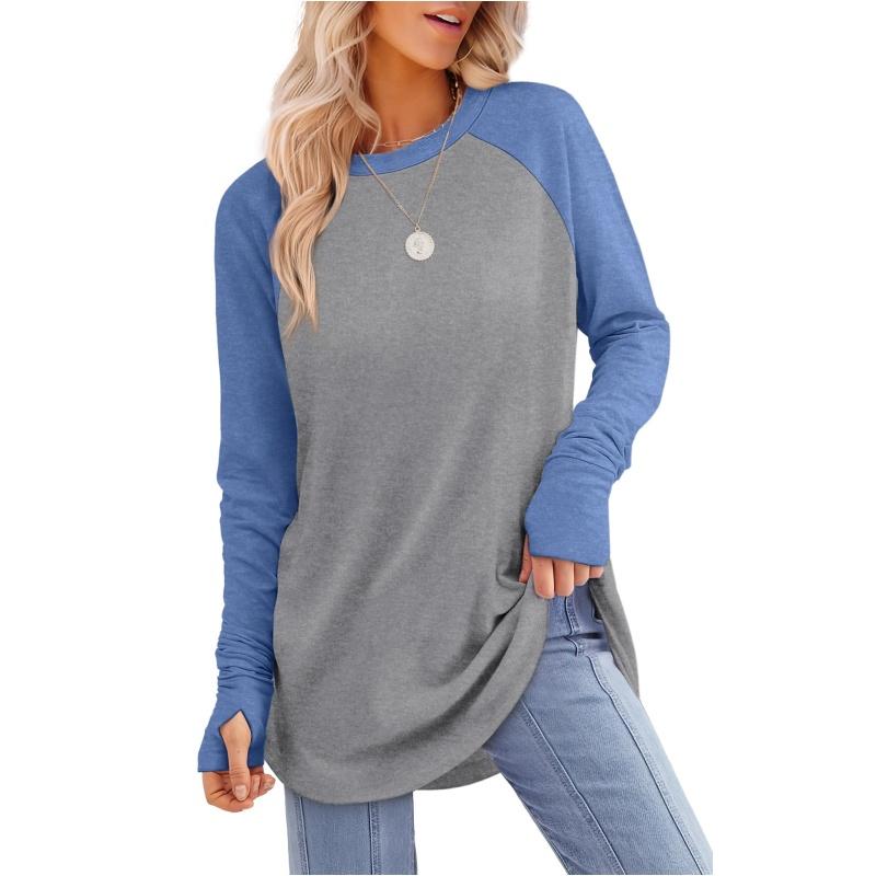 ISABELLA — Graceful Thumb Hole Long Sleeve Curved Hem Tunic