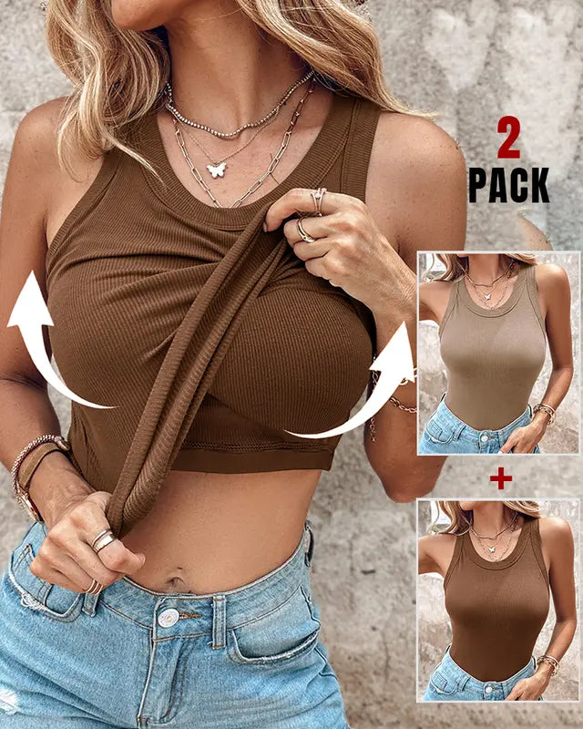 DASHA - Comfort Built-In Bra Tank Top (Pack of 2)
