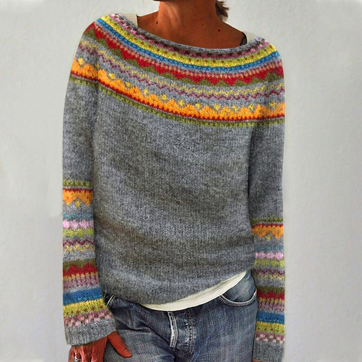 SINEAD - Cosy Yoke Knit Sweater