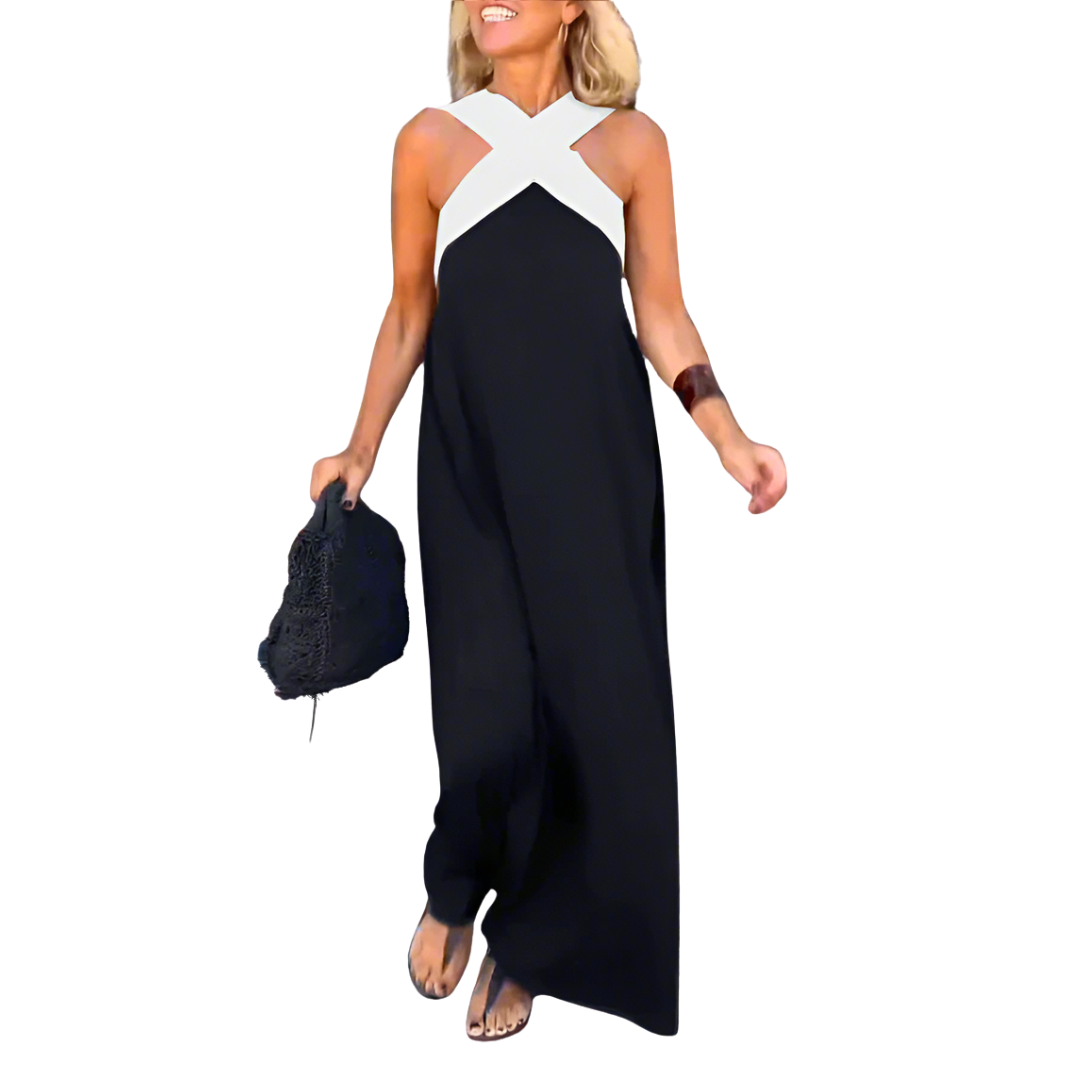 IYANA – Elegant Cross Neck Summer Maxi Dress