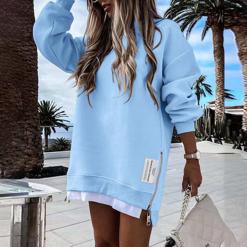 RODNEY - Cozy Long Sleeve Pullover Side Zipper Sweatshirt