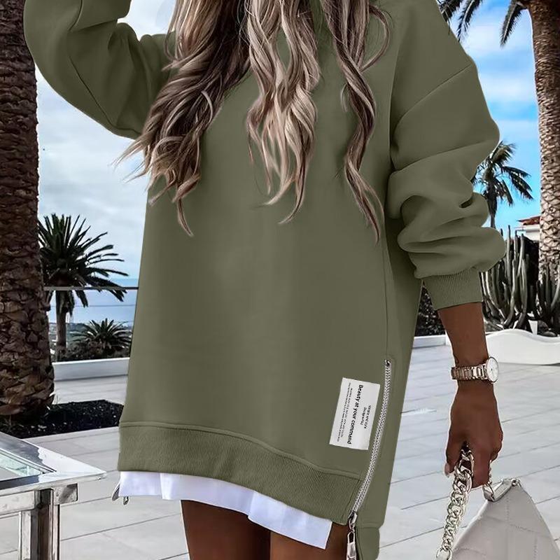 RODNEY - Cozy Long Sleeve Pullover Side Zipper Sweatshirt