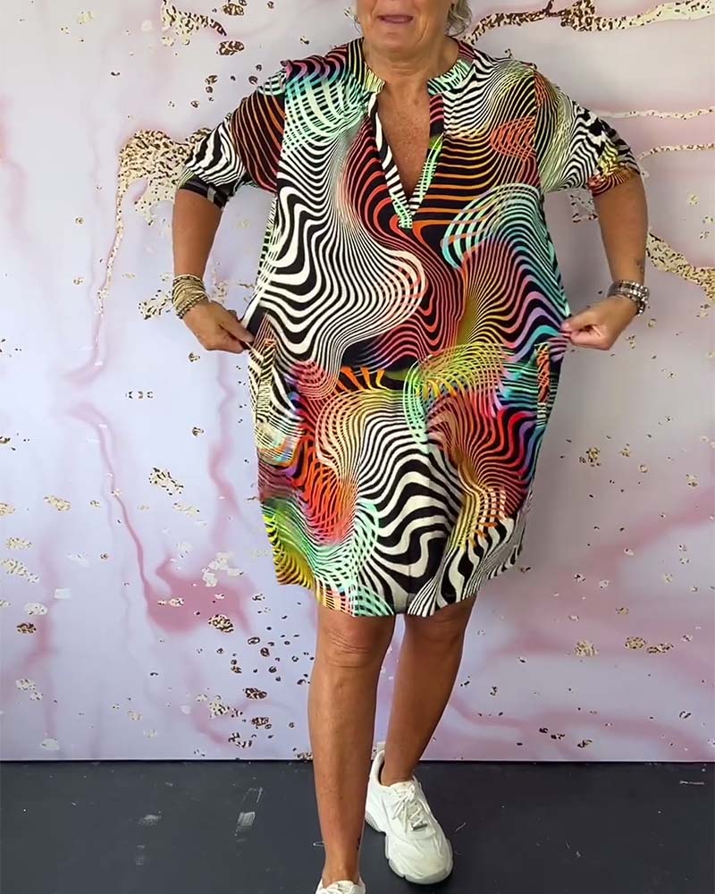 MARI - Colorful V-Neck Dress