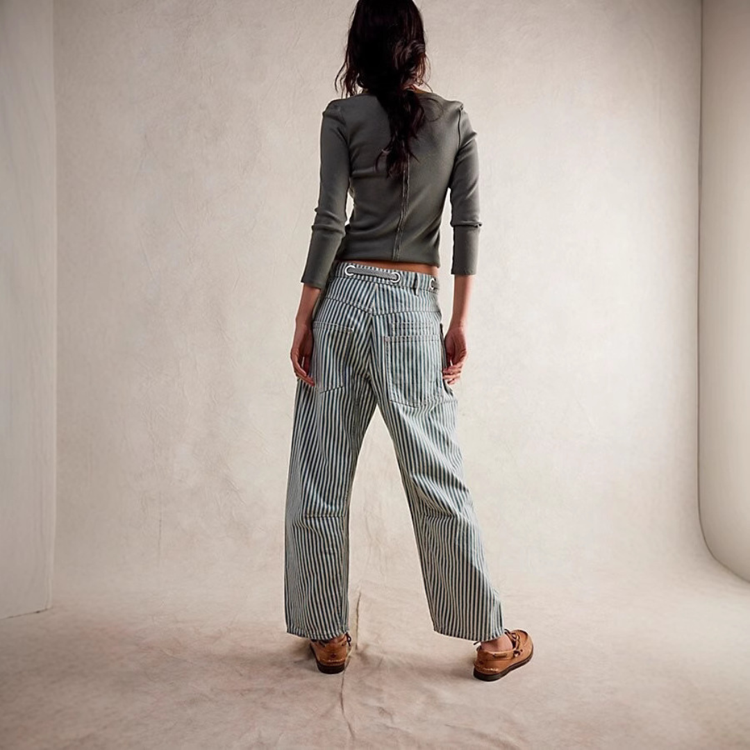 PERLAH – Chic Stripe Drawstring Wide-Leg Pants