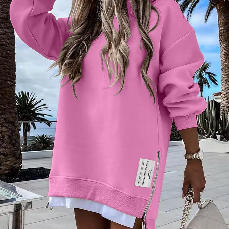 RODNEY - Cozy Long Sleeve Pullover Side Zipper Sweatshirt