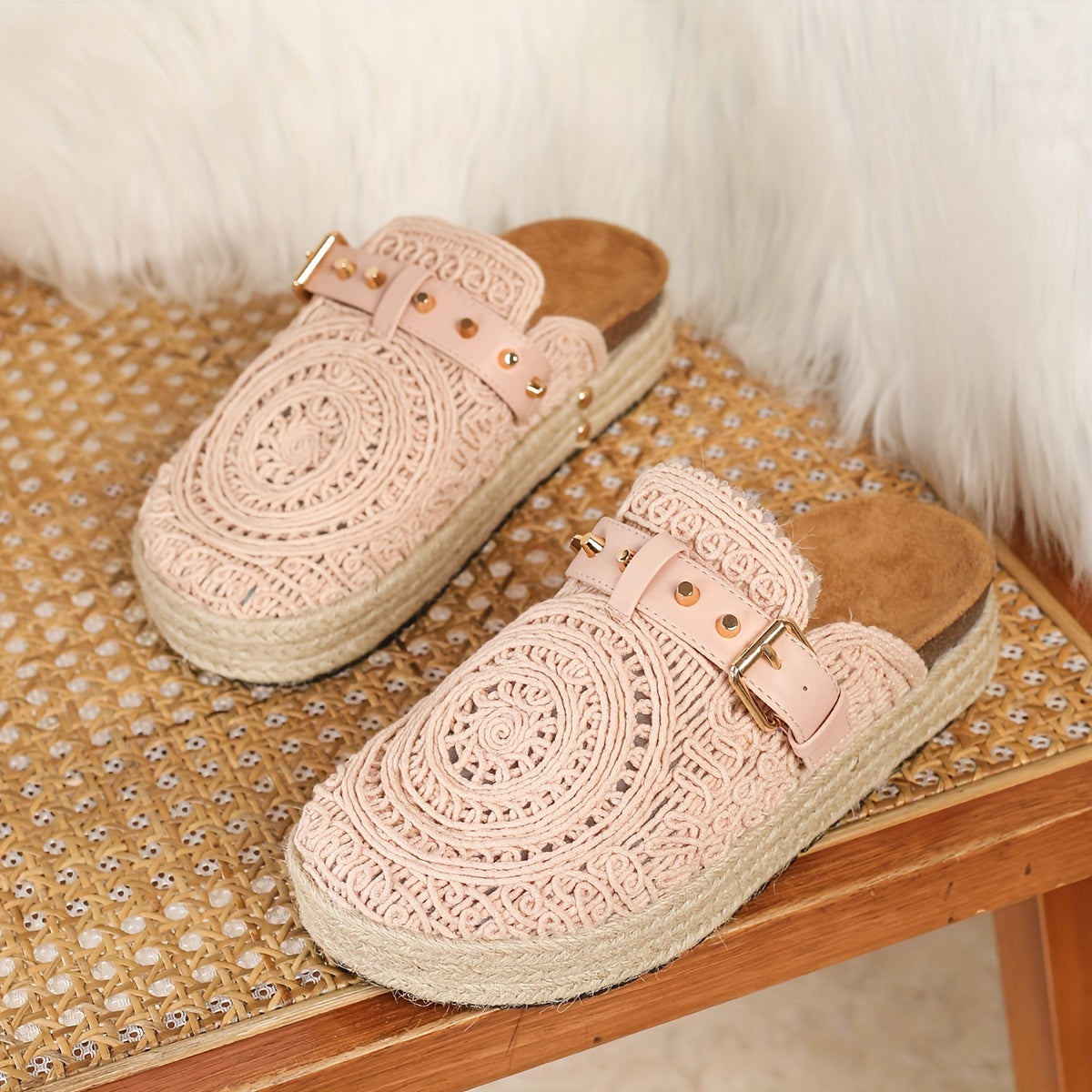 Solene Boho Crochet Mules