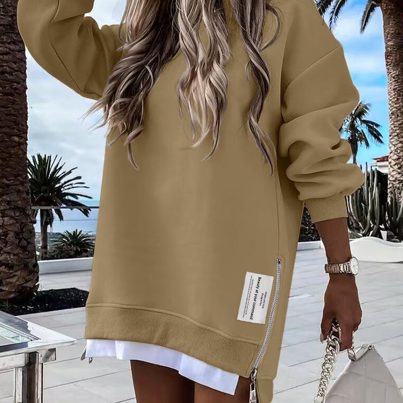 RODNEY - Cozy Long Sleeve Pullover Side Zipper Sweatshirt