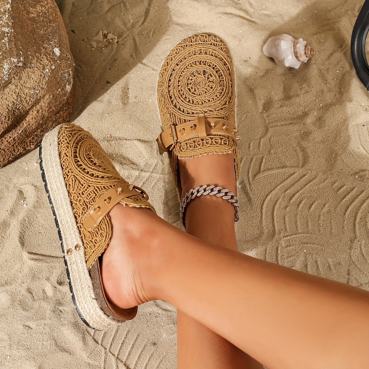 Solene Boho Crochet Mules