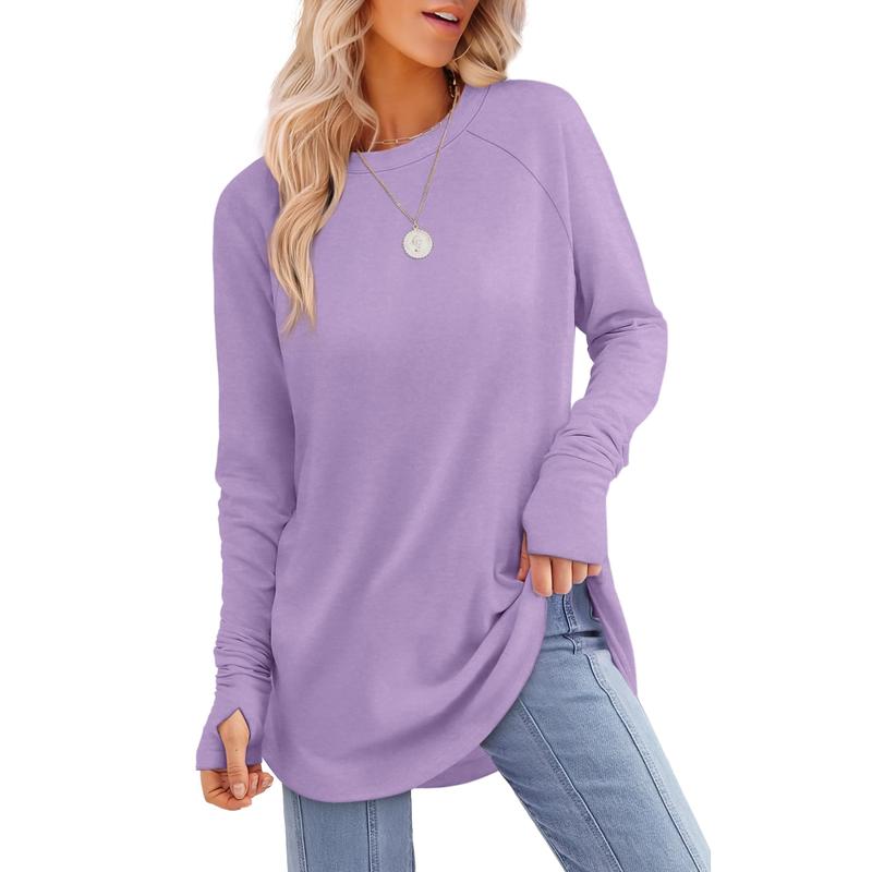 ISABELLA — Graceful Thumb Hole Long Sleeve Curved Hem Tunic
