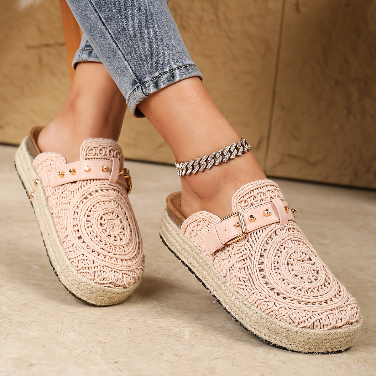 Solene Boho Crochet Mules