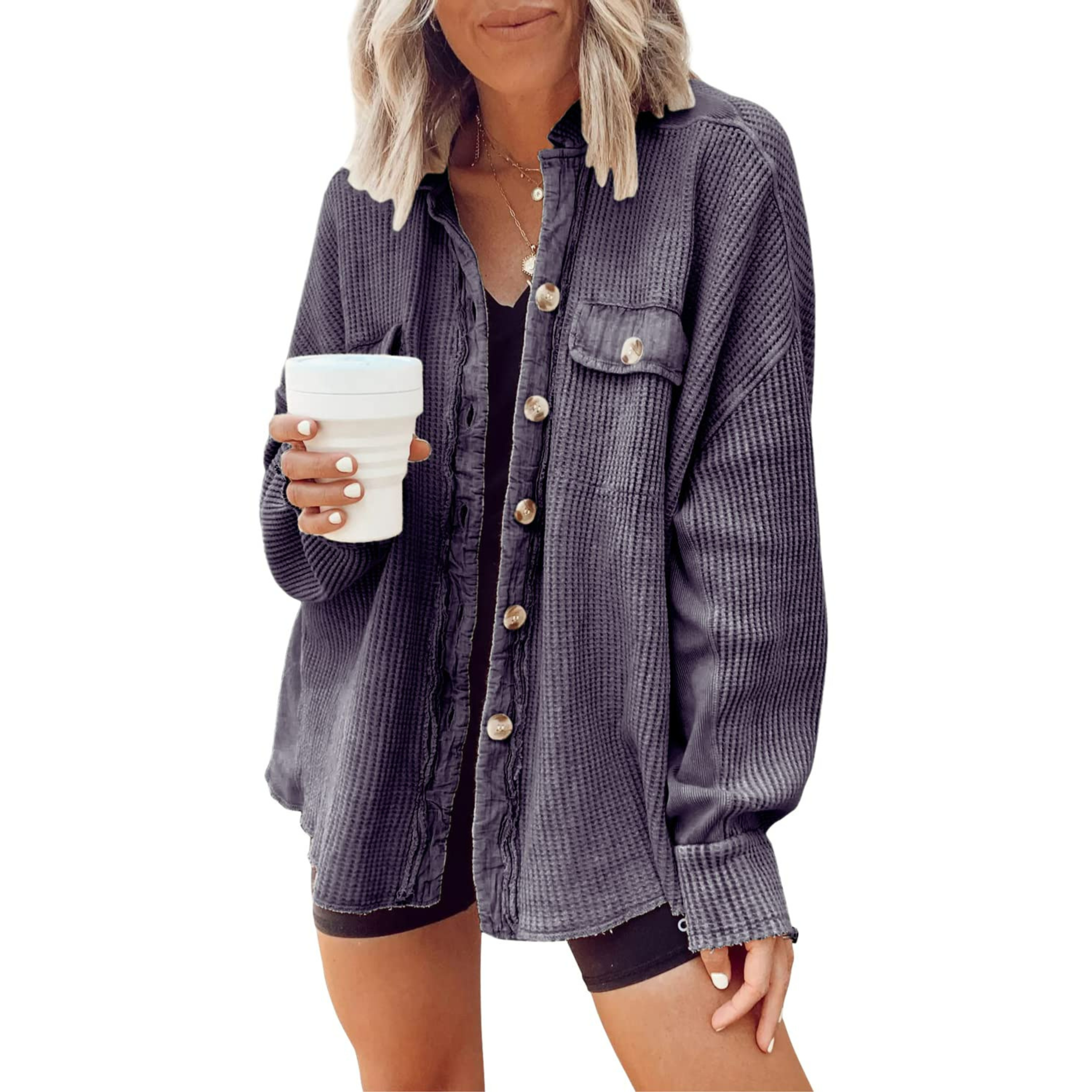 JASLENE – Cozy Button-Down Long Sleeve Jacket