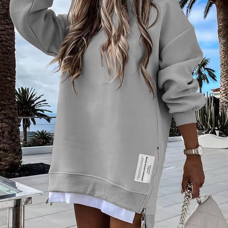 RODNEY - Cozy Long Sleeve Pullover Side Zipper Sweatshirt