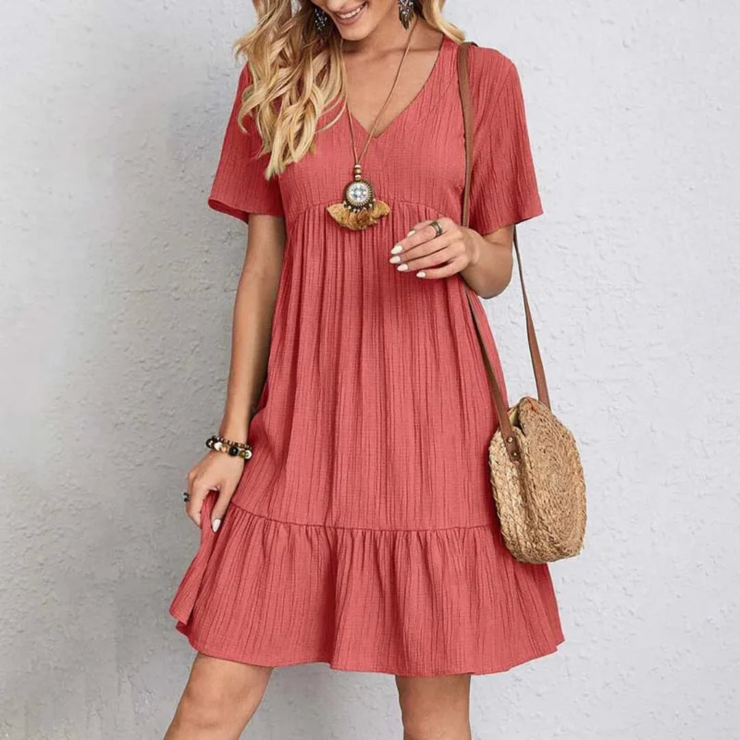 Elske | Elegant V-Neck Mini Dress 1+1 FREE