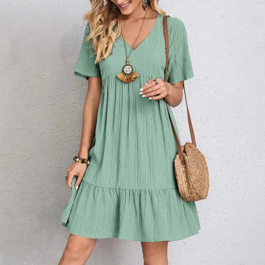 Elske | Elegant V-Neck Mini Dress 1+1 FREE