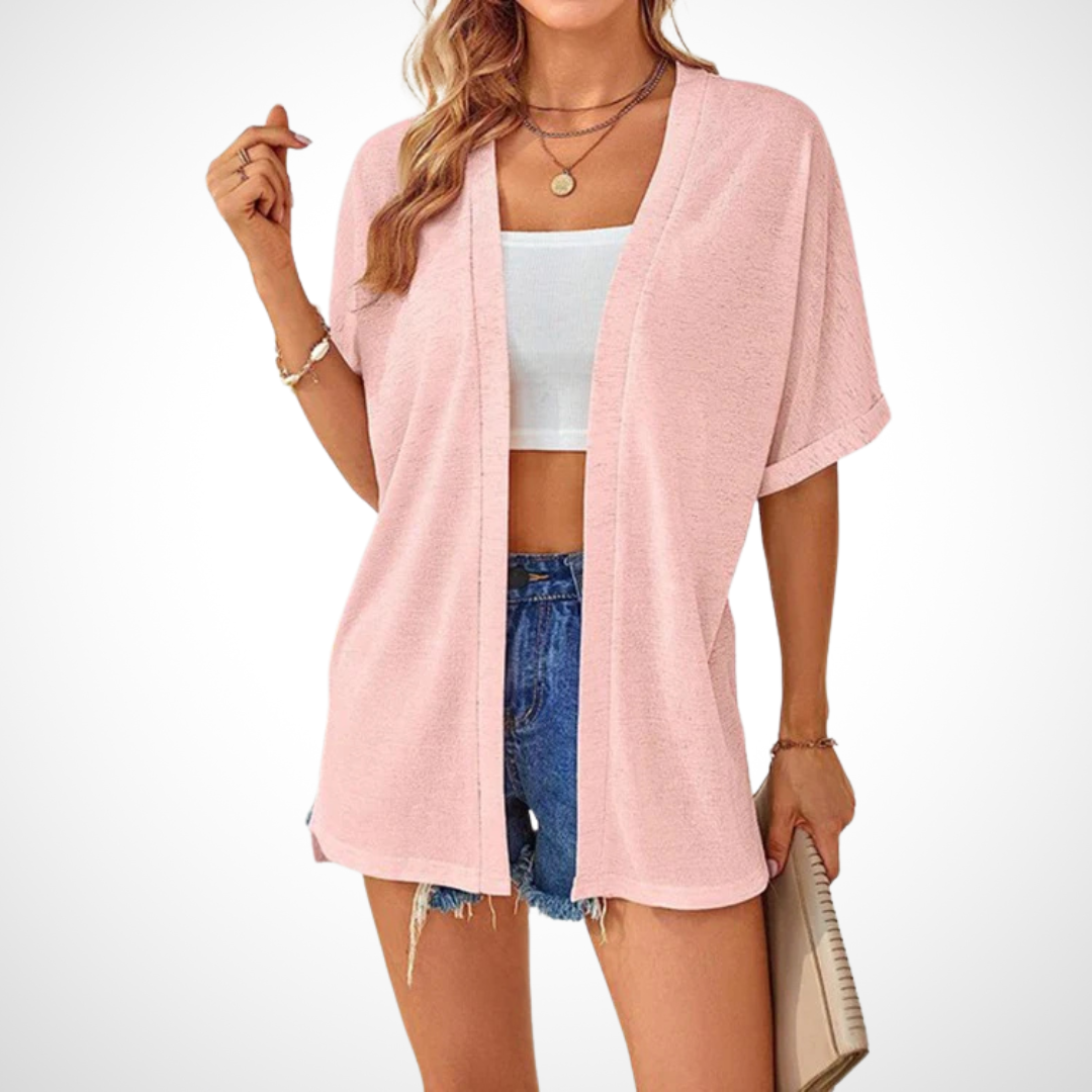 APPOLLINE - Stylish Flowy Short Sleeve Cardigan