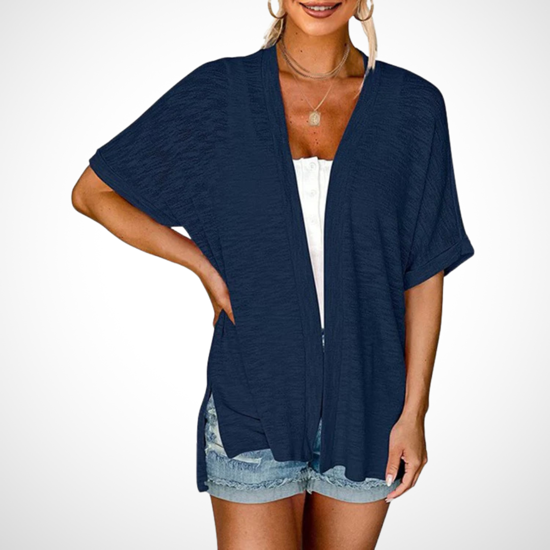 APPOLLINE - Stylish Flowy Short Sleeve Cardigan