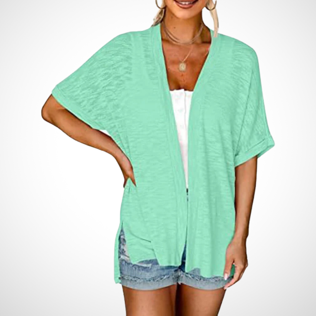 APPOLLINE - Stylish Flowy Short Sleeve Cardigan