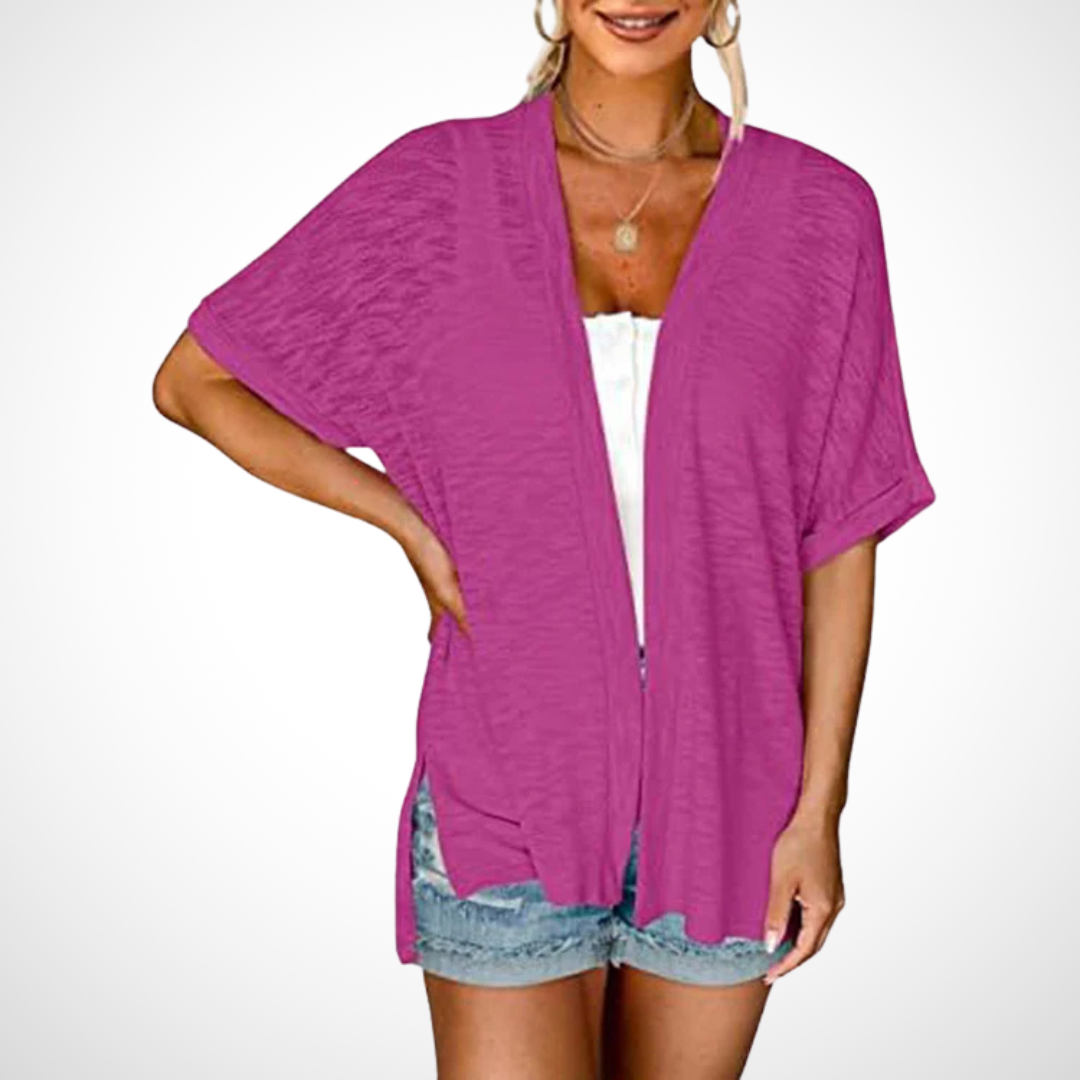 APPOLLINE - Stylish Flowy Short Sleeve Cardigan