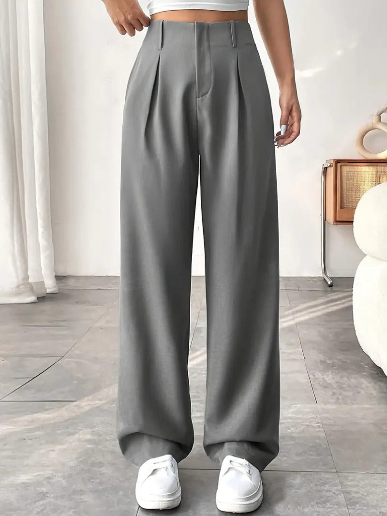 BELISIMA – Elegant Pleated Wide-Leg Office Trouser