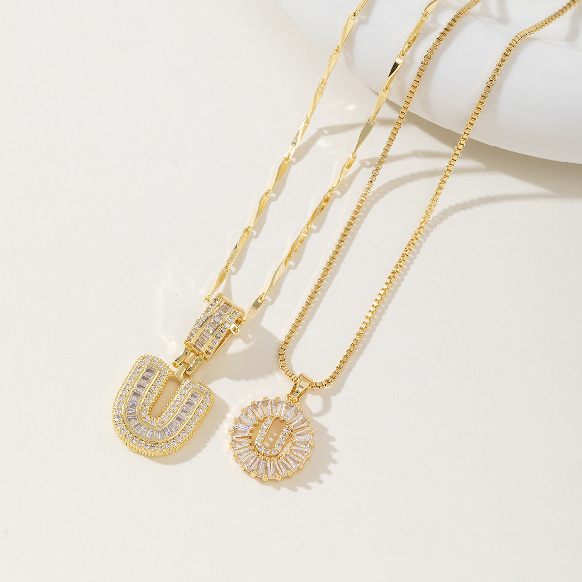 AISHA - Elegant 2-Pack Initial Letter Pendant Necklaces