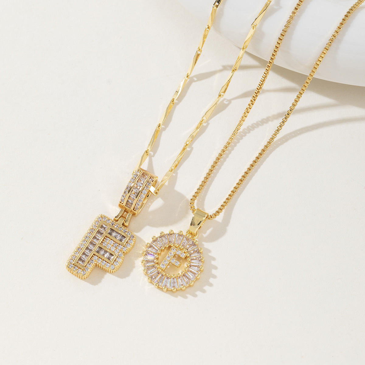 AISHA - Elegant 2-Pack Initial Letter Pendant Necklaces