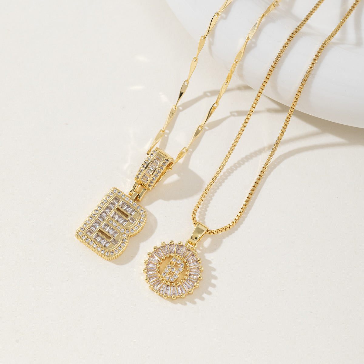 AISHA - Elegant 2-Pack Initial Letter Pendant Necklaces