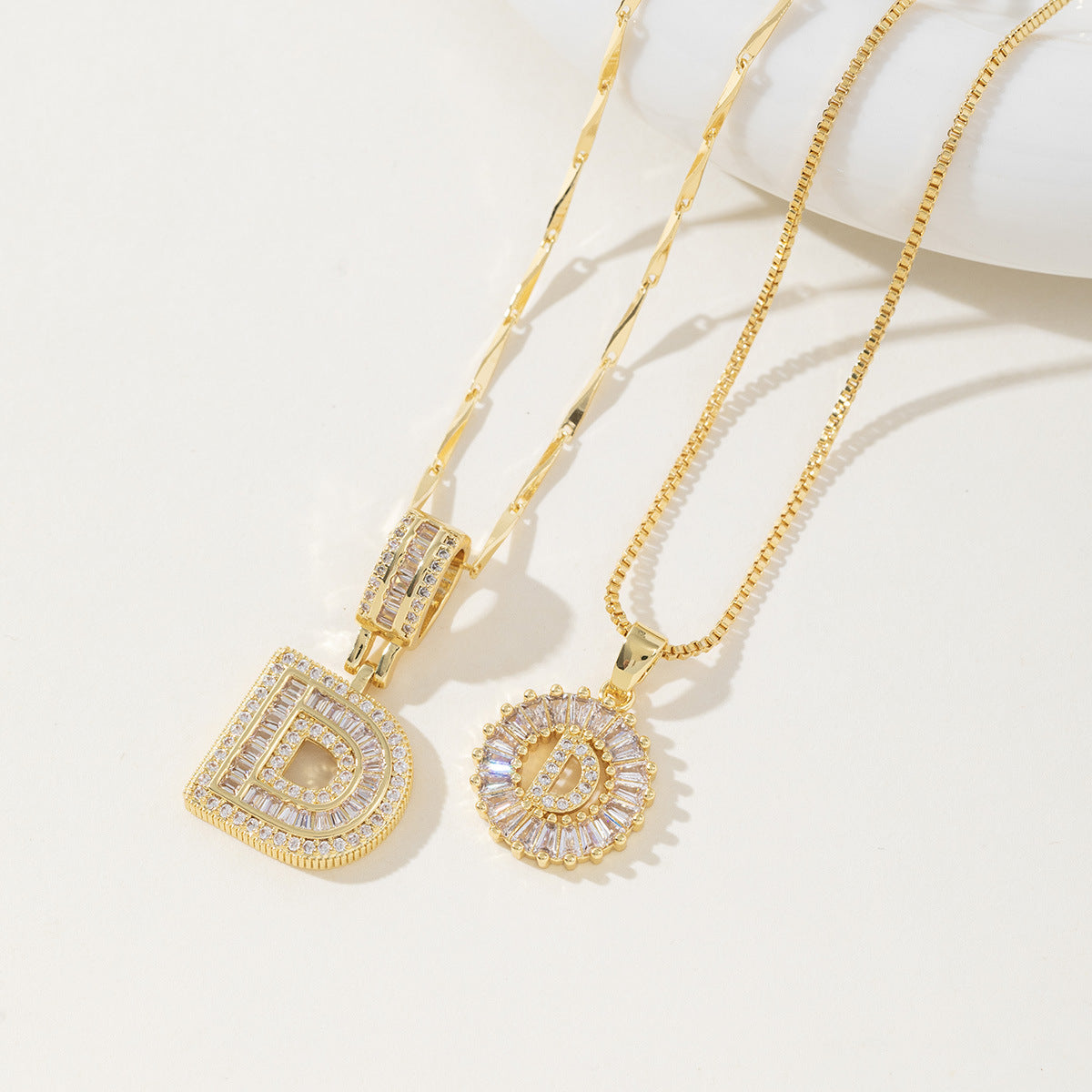 AISHA - Elegant 2-Pack Initial Letter Pendant Necklaces