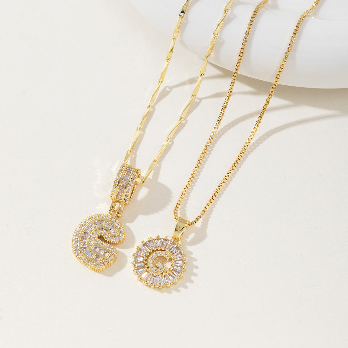 AISHA - Elegant 2-Pack Initial Letter Pendant Necklaces