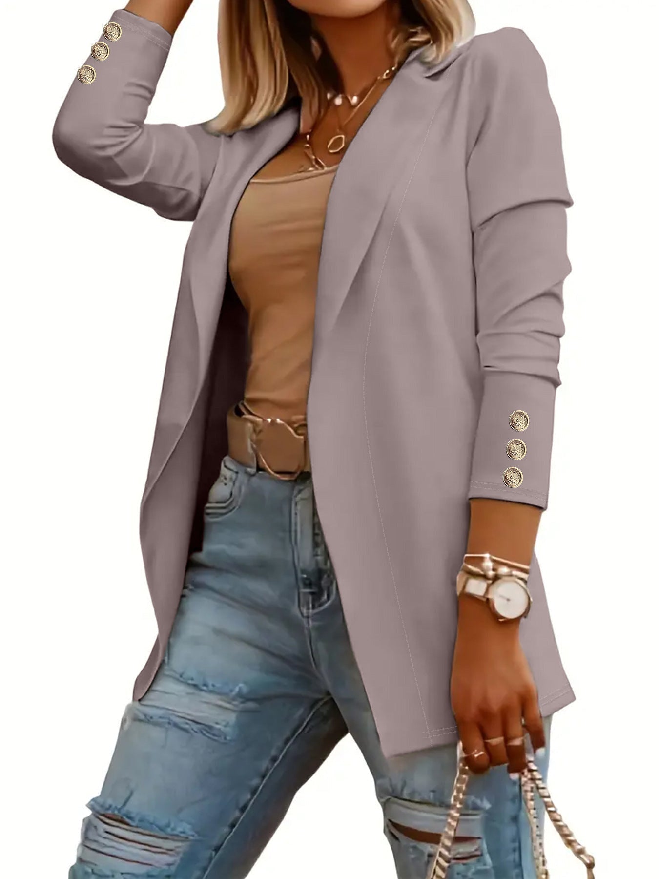 ODIN - Casual Long Sleeve Open Front Blazer