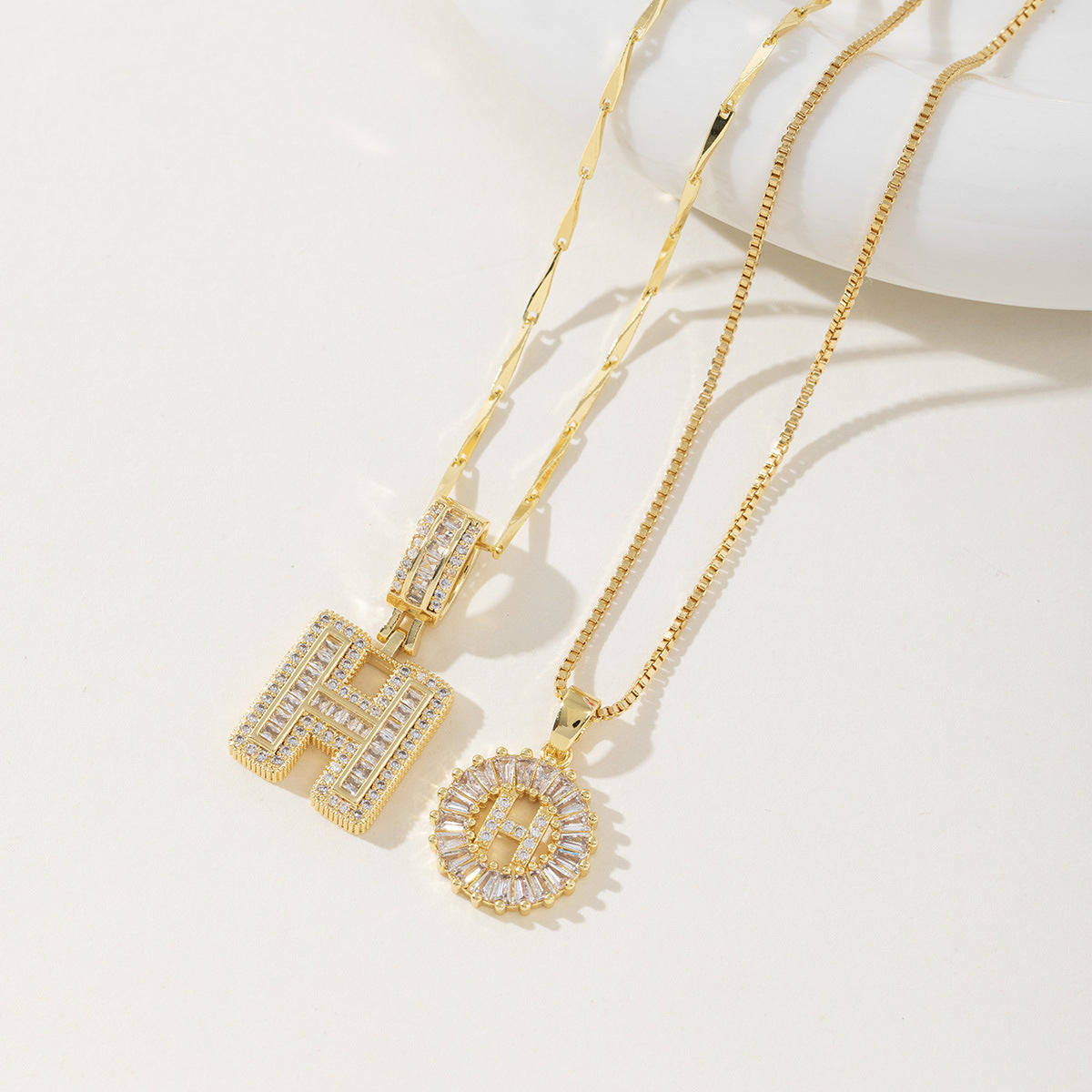 AISHA - Elegant 2-Pack Initial Letter Pendant Necklaces