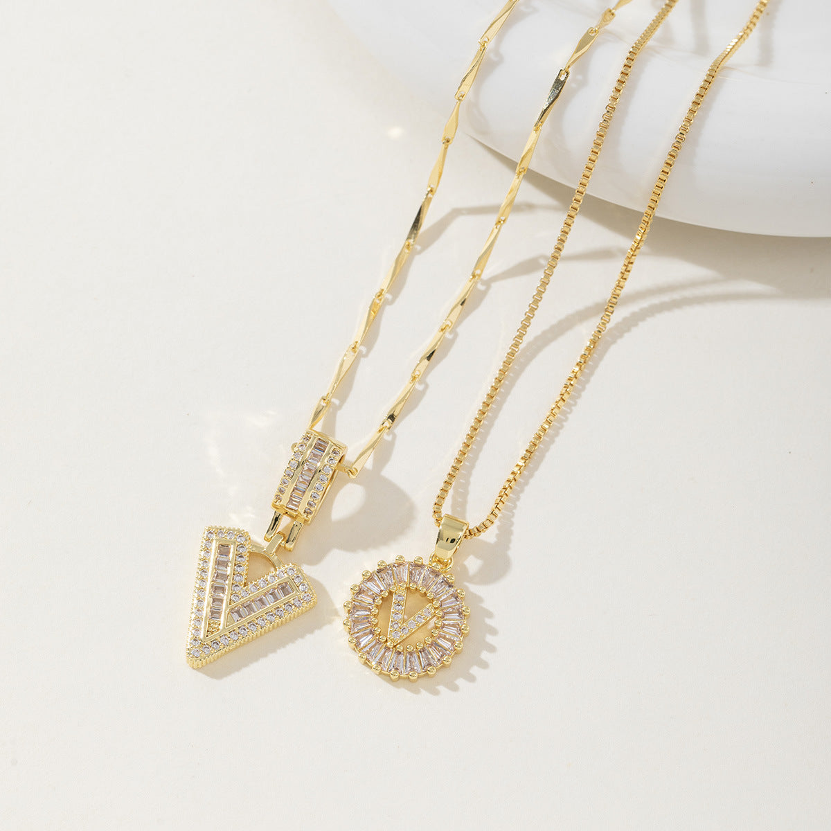 AISHA - Elegant 2-Pack Initial Letter Pendant Necklaces
