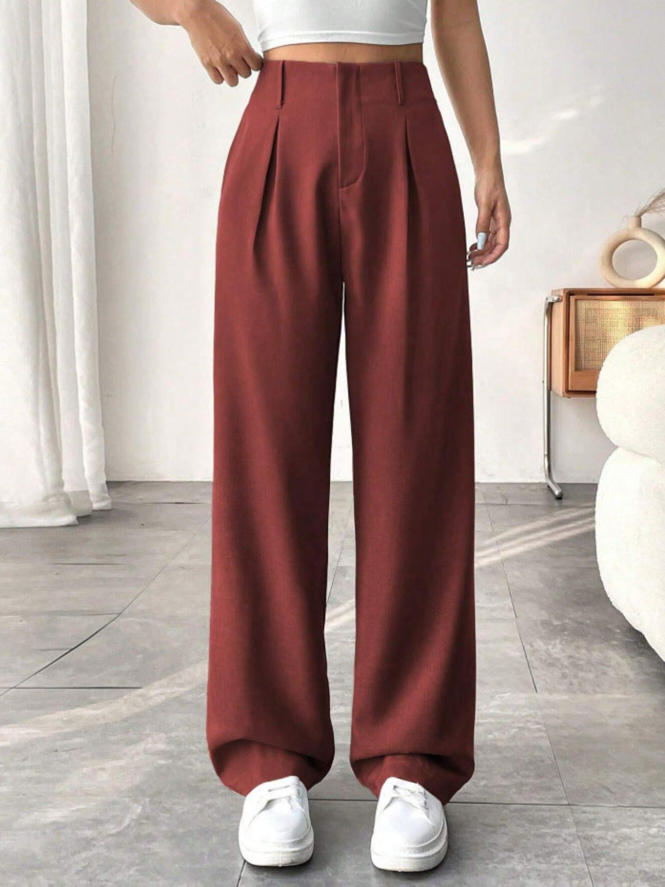BELISIMA – Elegant Pleated Wide-Leg Office Trouser