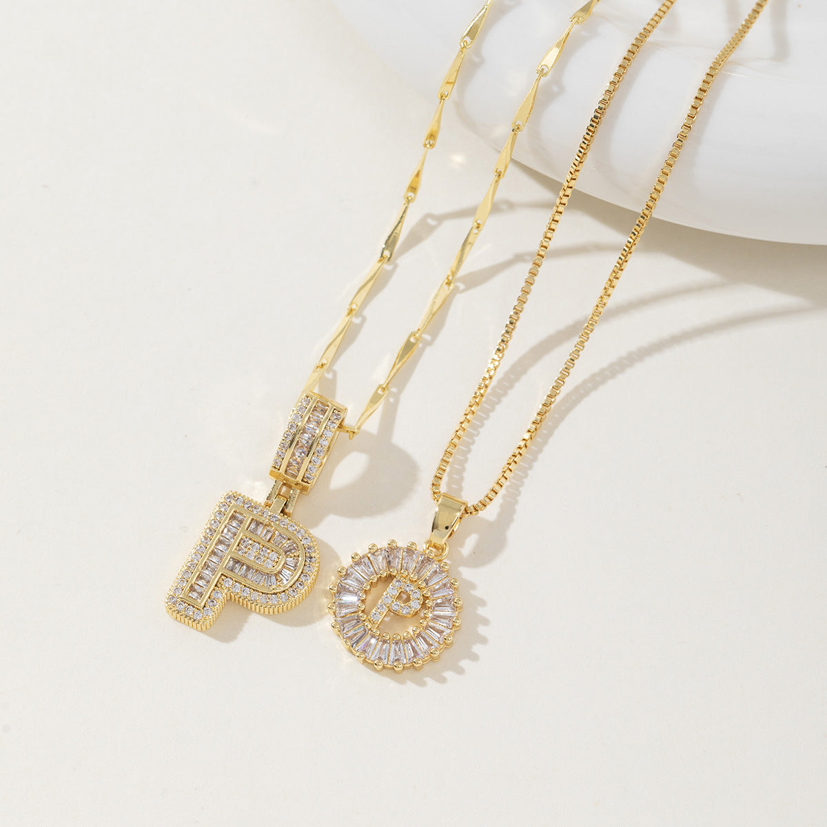 AISHA - Elegant 2-Pack Initial Letter Pendant Necklaces