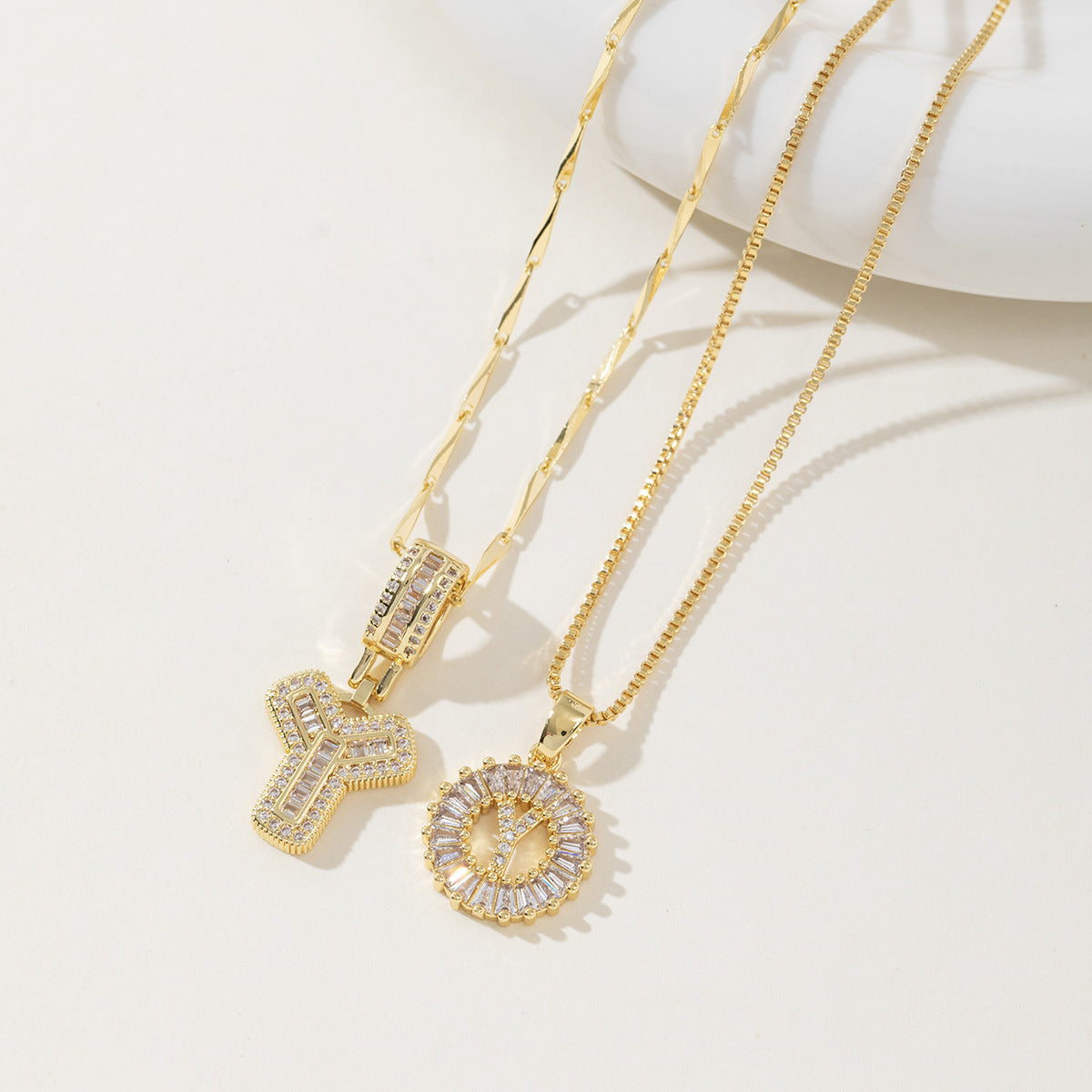 AISHA - Elegant 2-Pack Initial Letter Pendant Necklaces