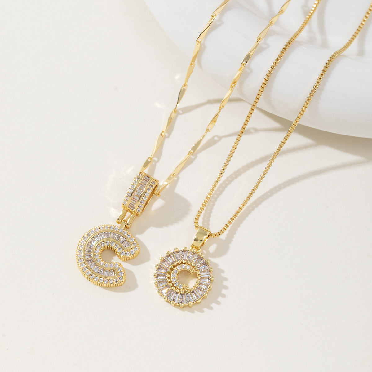 AISHA - Elegant 2-Pack Initial Letter Pendant Necklaces