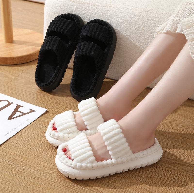 SIRA – Cozy Fluffy Open-Toe Home Slippers