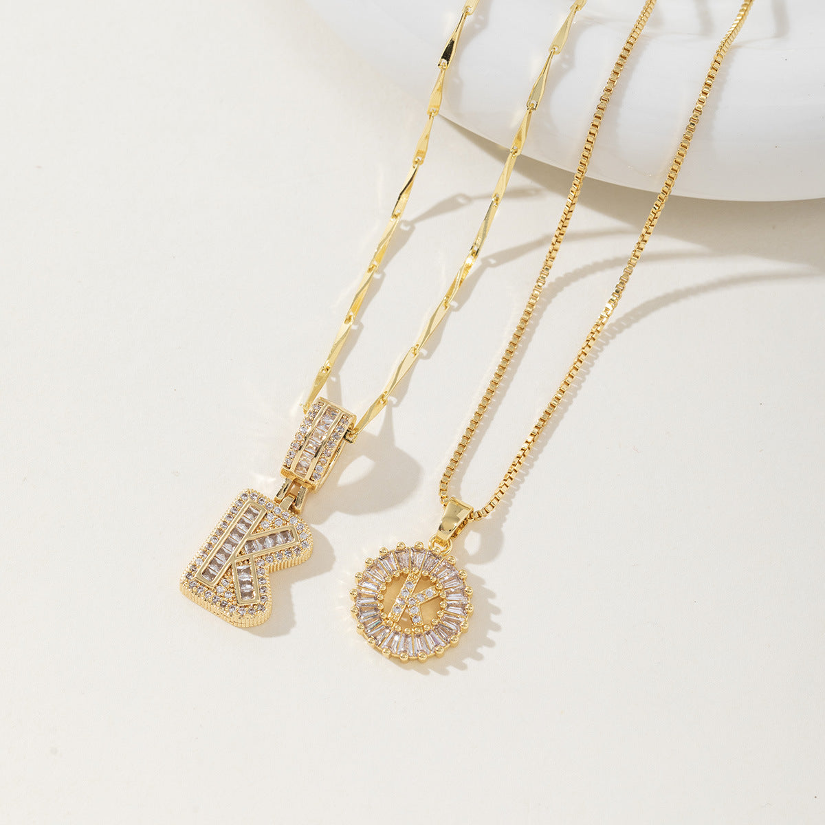 AISHA - Elegant 2-Pack Initial Letter Pendant Necklaces