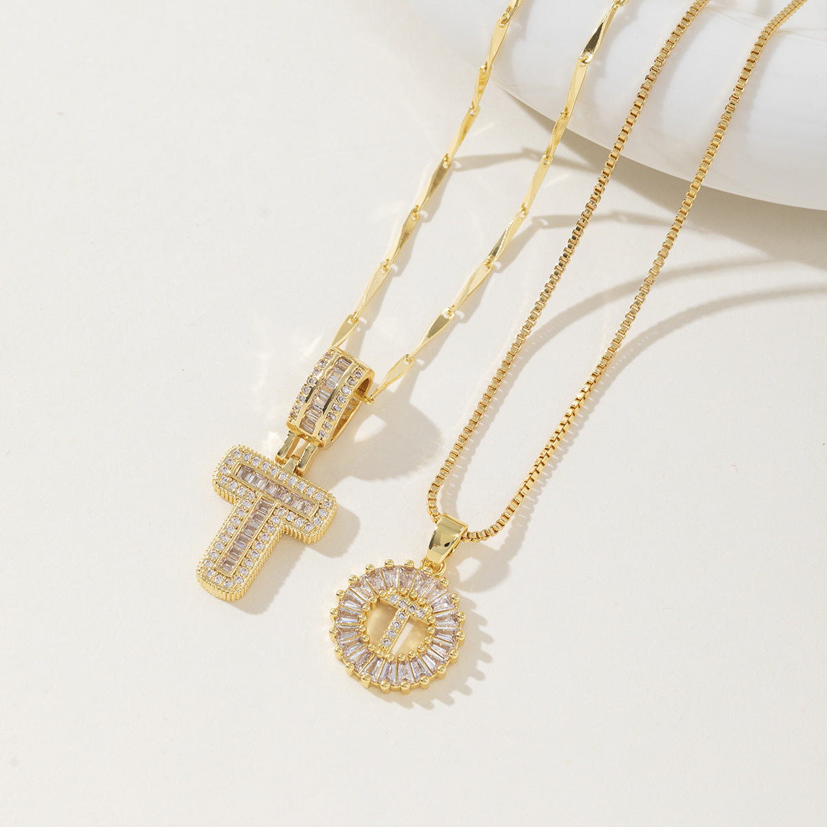 AISHA - Elegant 2-Pack Initial Letter Pendant Necklaces