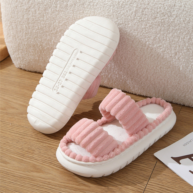 SIRA – Cozy Fluffy Open-Toe Home Slippers