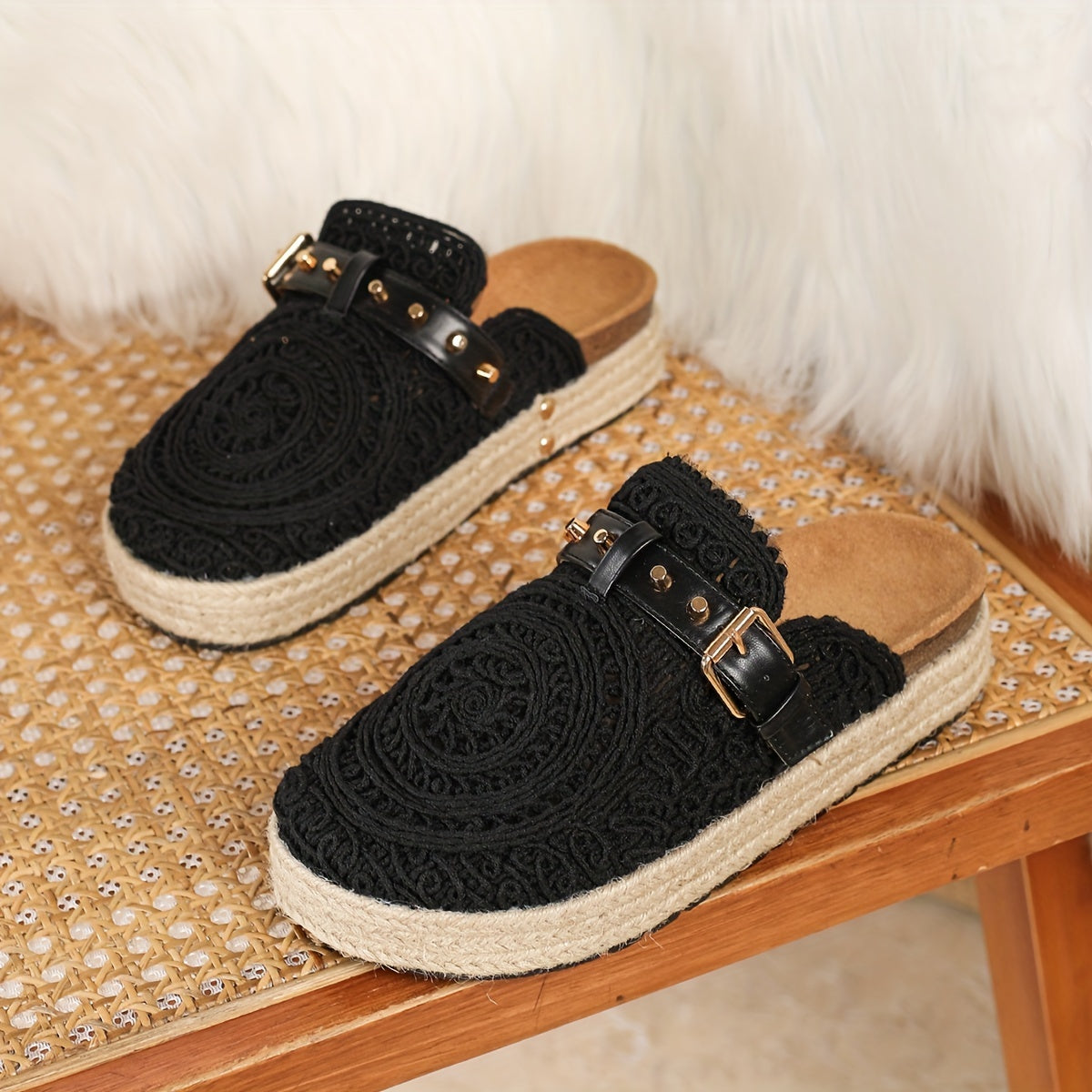 Solene Boho Crochet Mules