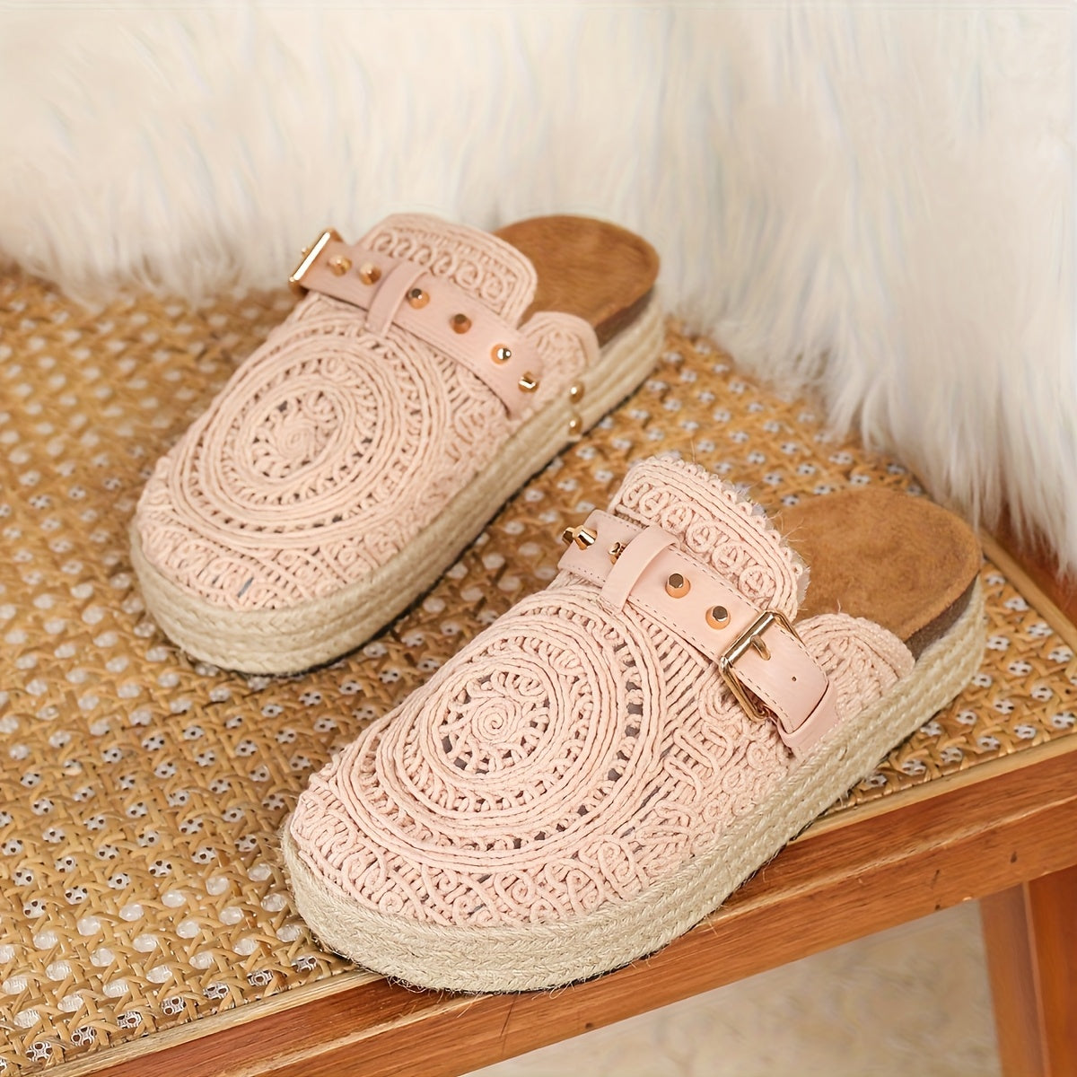 Solene Boho Crochet Mules