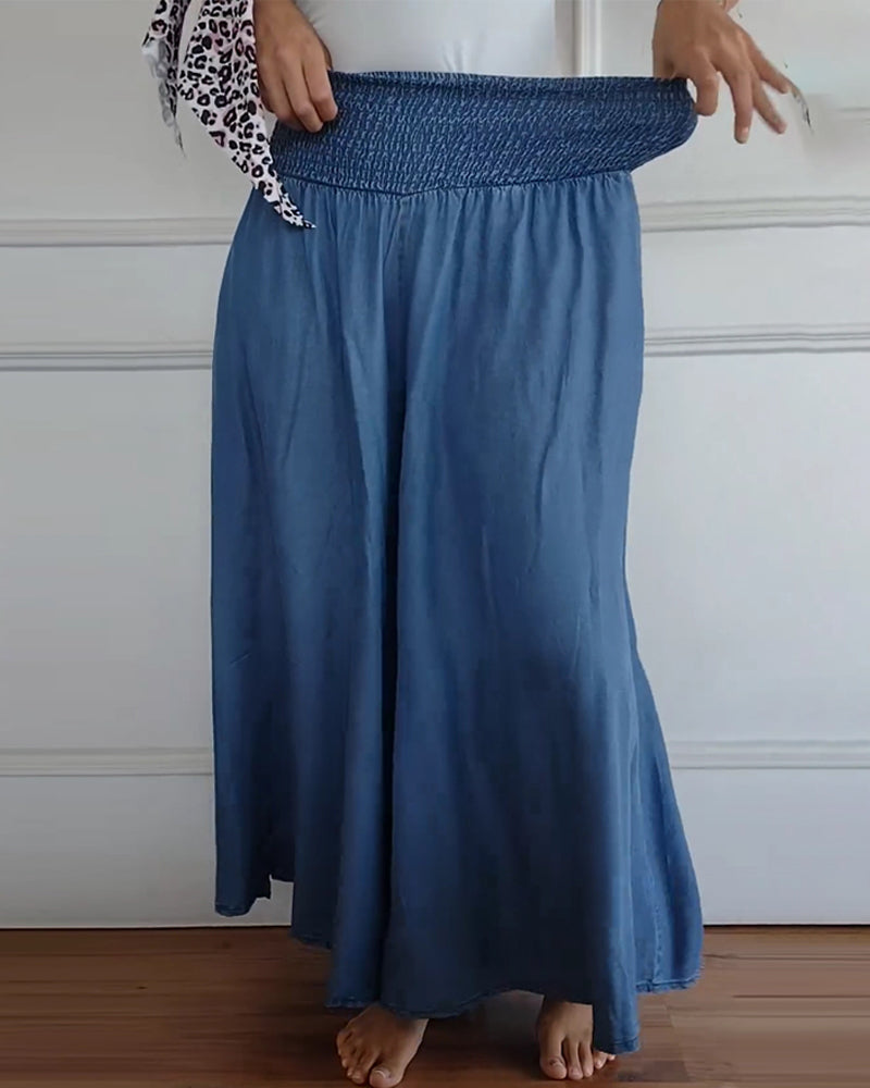 FIADH- Smocked Waist Palazzo Trousers