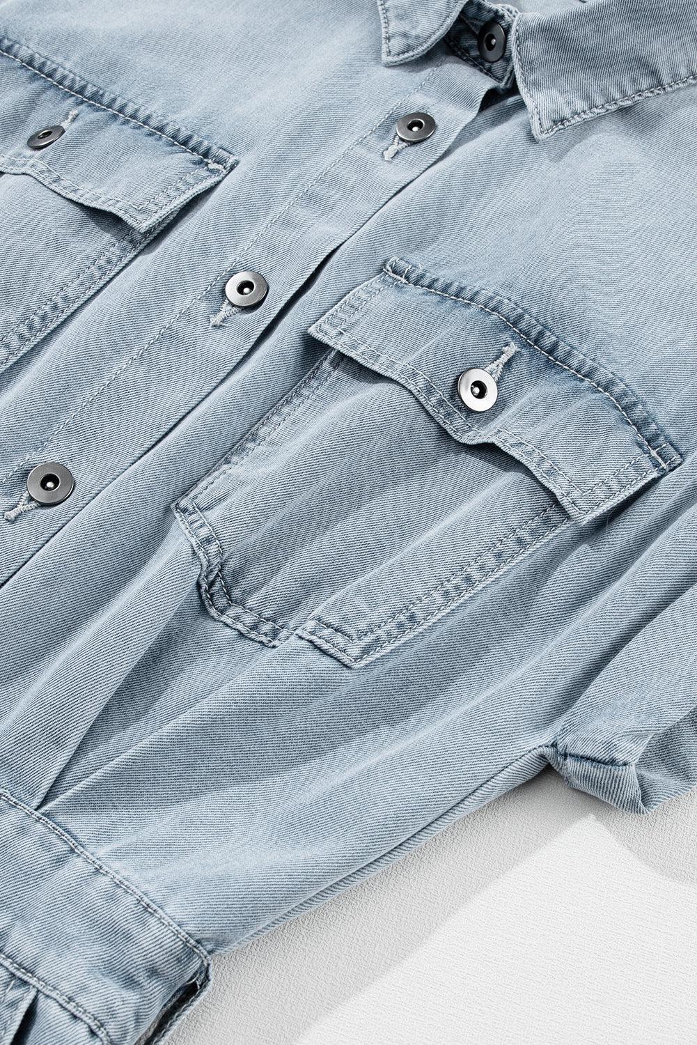 Isabelle - Denim Dress with Elegant Short Batwing Sleeves