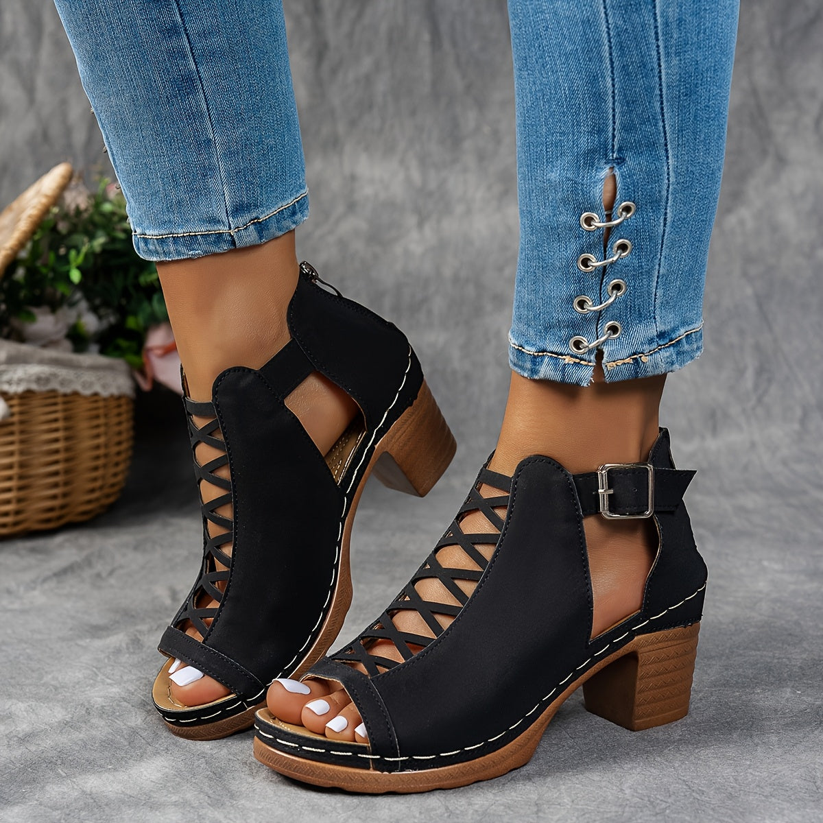 Nessa Lattice-Heel Sandals