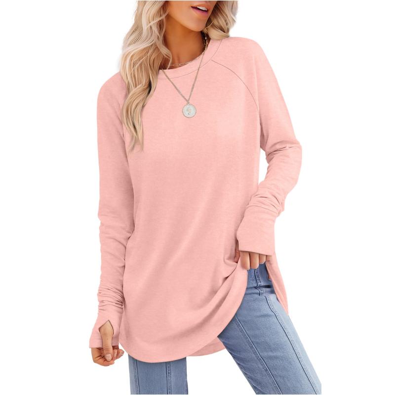 ISABELLA — Graceful Thumb Hole Long Sleeve Curved Hem Tunic