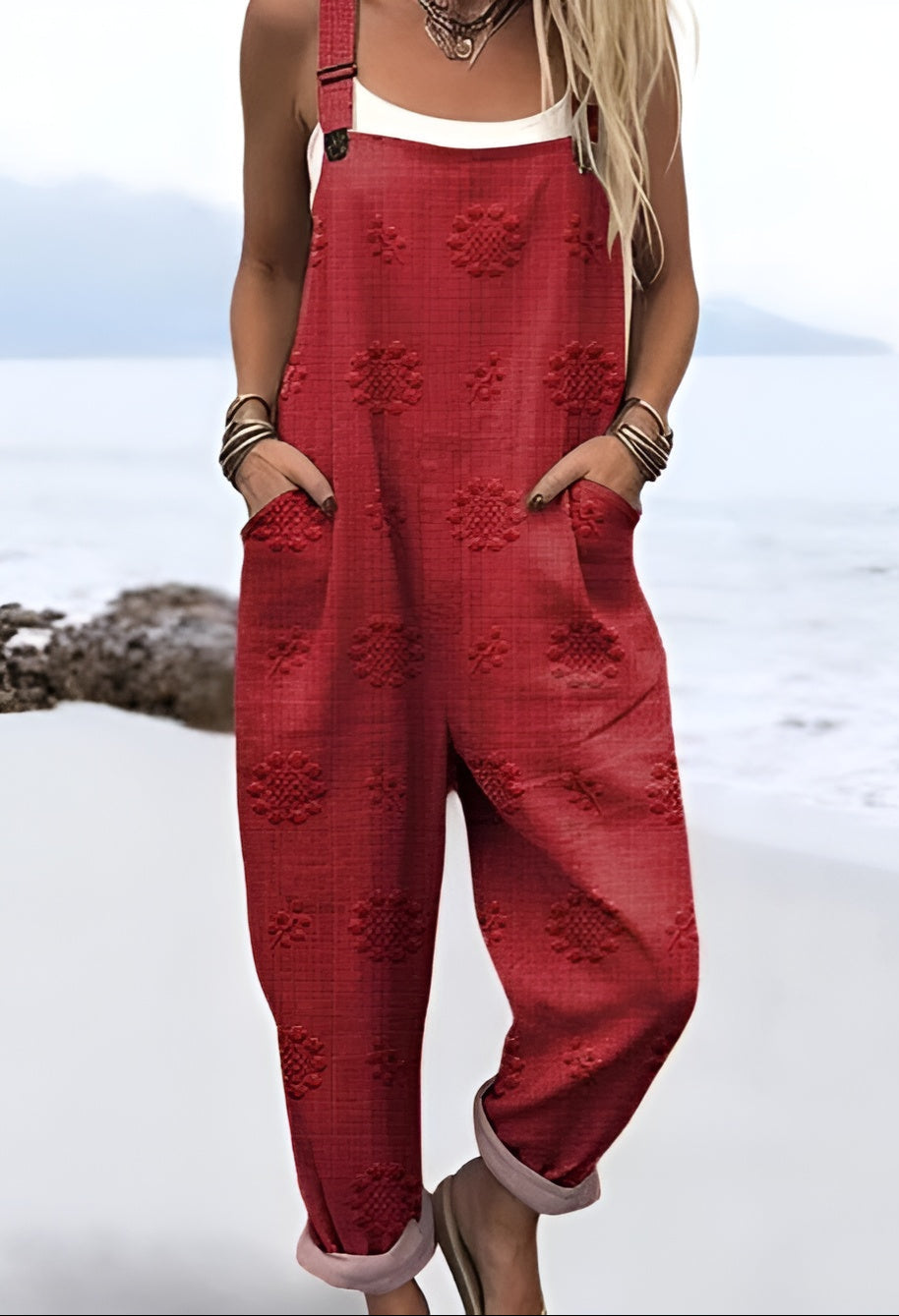 Lynn | Rosewood-Embossed Overalls