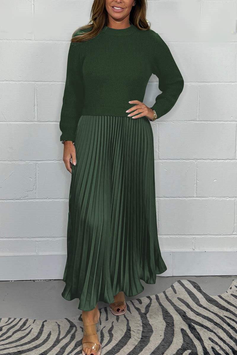 SOPHIA - Knit Jumper & Pleated Satin Skirt