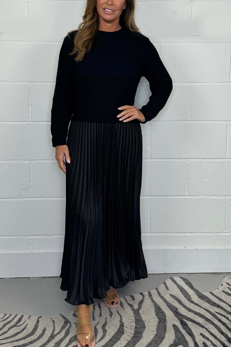 SOPHIA - Knit Jumper & Pleated Satin Skirt