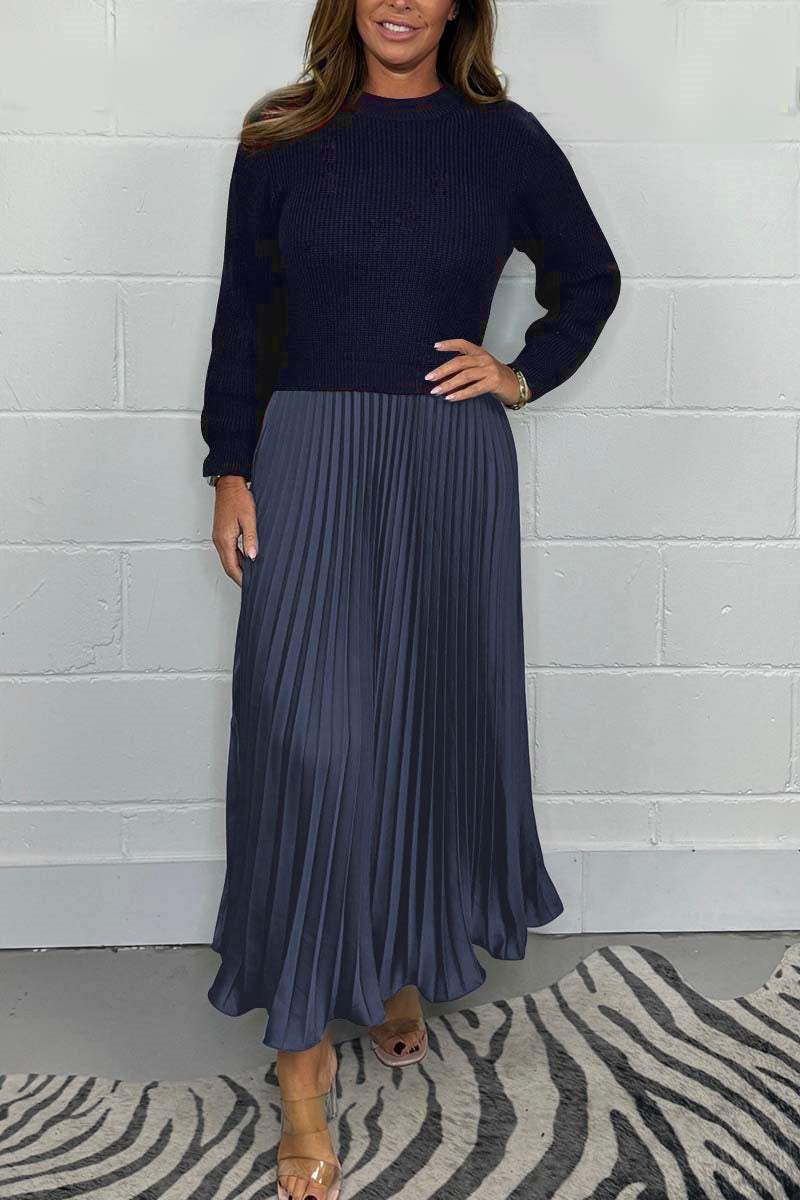 SOPHIA - Knit Jumper & Pleated Satin Skirt