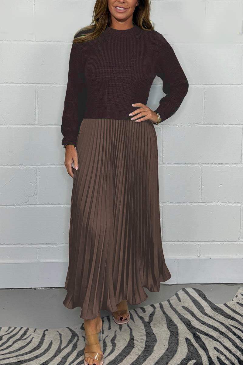SOPHIA - Knit Jumper & Pleated Satin Skirt